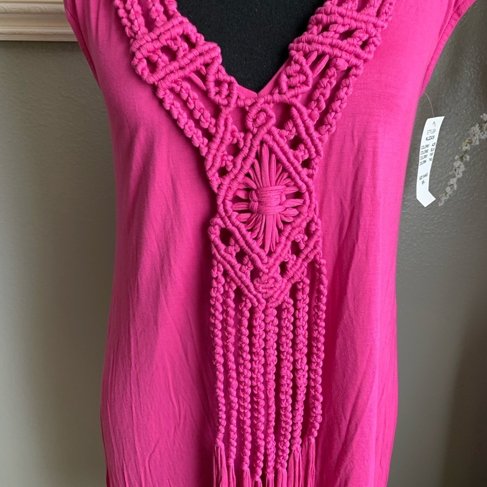 Nanette Lepore Macrame Pink Tunic Dress Size Small - Picture 12 of 17